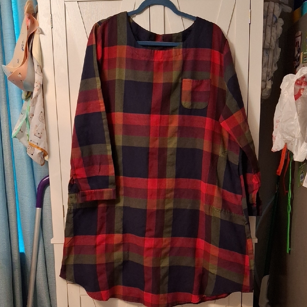 Plaid Oversized Long Sleeve Dress